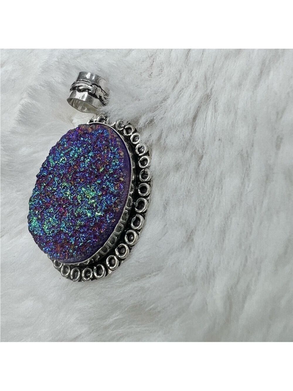 Titanium Druzy 925 Pendant & Earrings Set - Picture 7 of 15